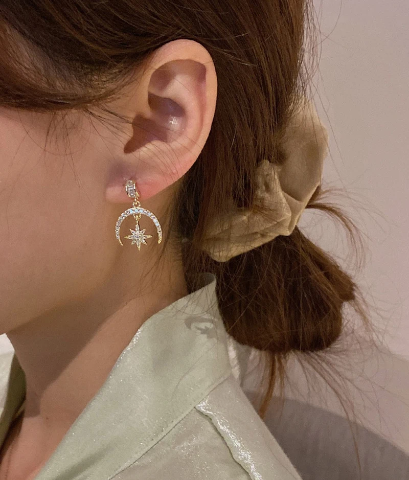 Новые Восьмиугольные асимметричные серьги ins с пятиконечной звездой модные