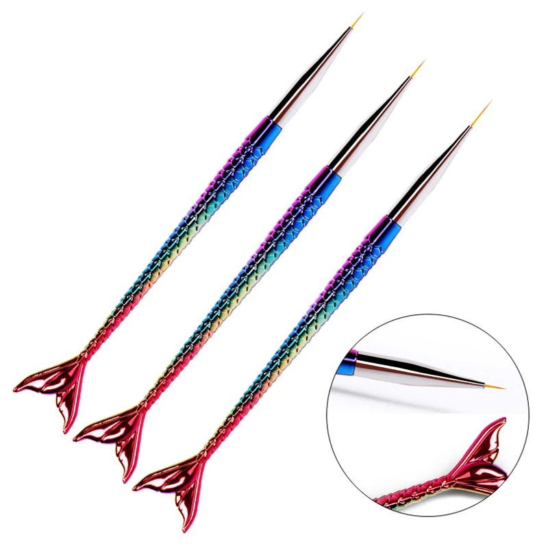 3 шт. набор кистей для ногтей нейлоновая шерсть кисти макияжа инструмент линии