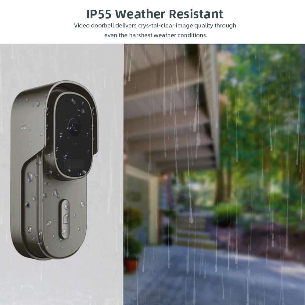 Tuya Smart Battery Video Doorbell Camera 1080P 170° 12-24V AC/DC Проводная камера дверного звонка