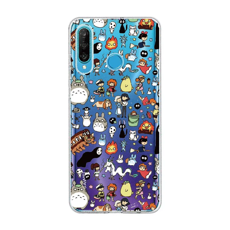 Totoro спиральный Ghibli Kaonashi для huawei Honor mate 10 20 Nova P20 P30 P умный мягкий тонкий защитный прозрачный чехол из ТПУ
