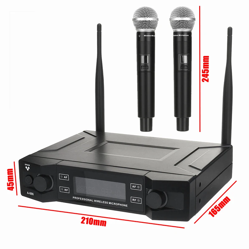 

2 Channels 2 IN 1 Wireless Microphone System Professional UHF Automatic Handheld MIC Cardioid Microphone System for KTV Speech