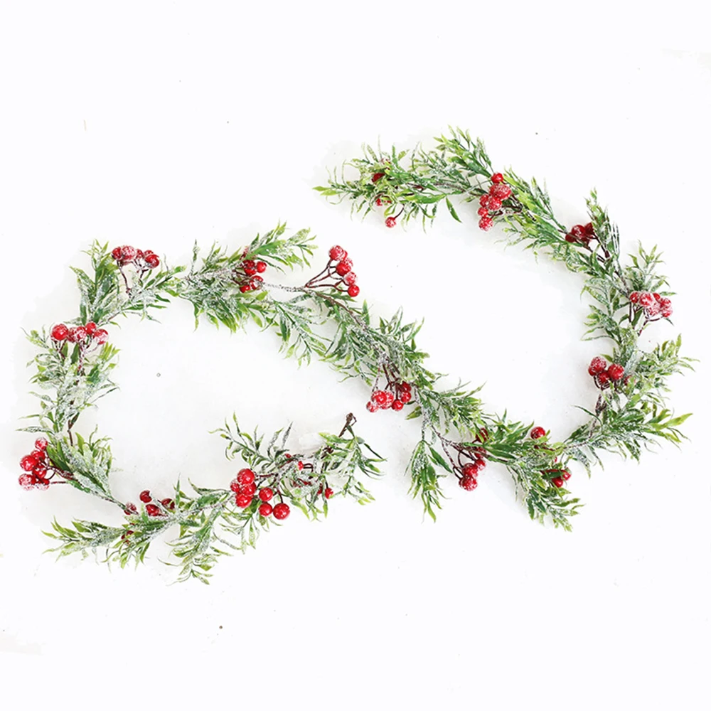 

1.7m Artificial Christmas Rattan Berry Flower DIY Garland Wreath Green Tree Ornament Home Hanging Ornament for Party Xmas Decor