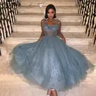 Женское вечернее платье без рукавов, голубое ажурное платье-комбинация с открытой спиной, бальное платье для выпускного вечера, 2021
