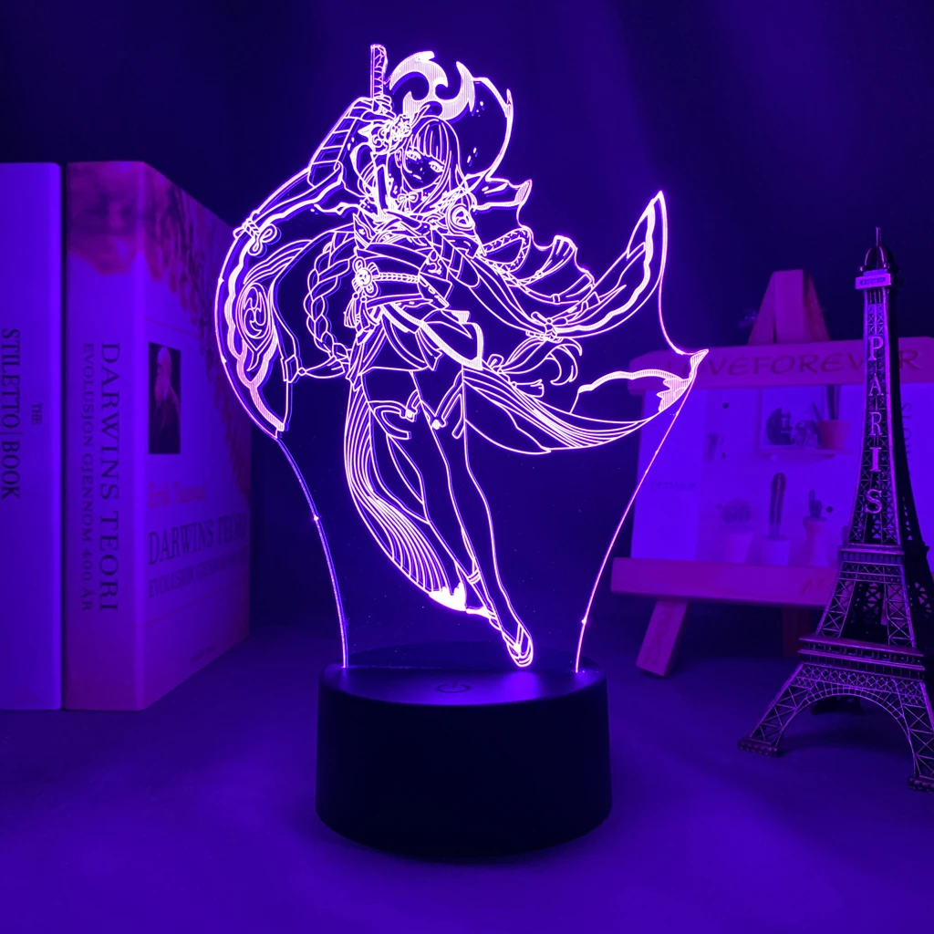 Led Lamp Genshin Impact Raiden Shogun for Kid Bedroom Decoration Birthday Gift Baal Night Light Game | Лампы и освещение