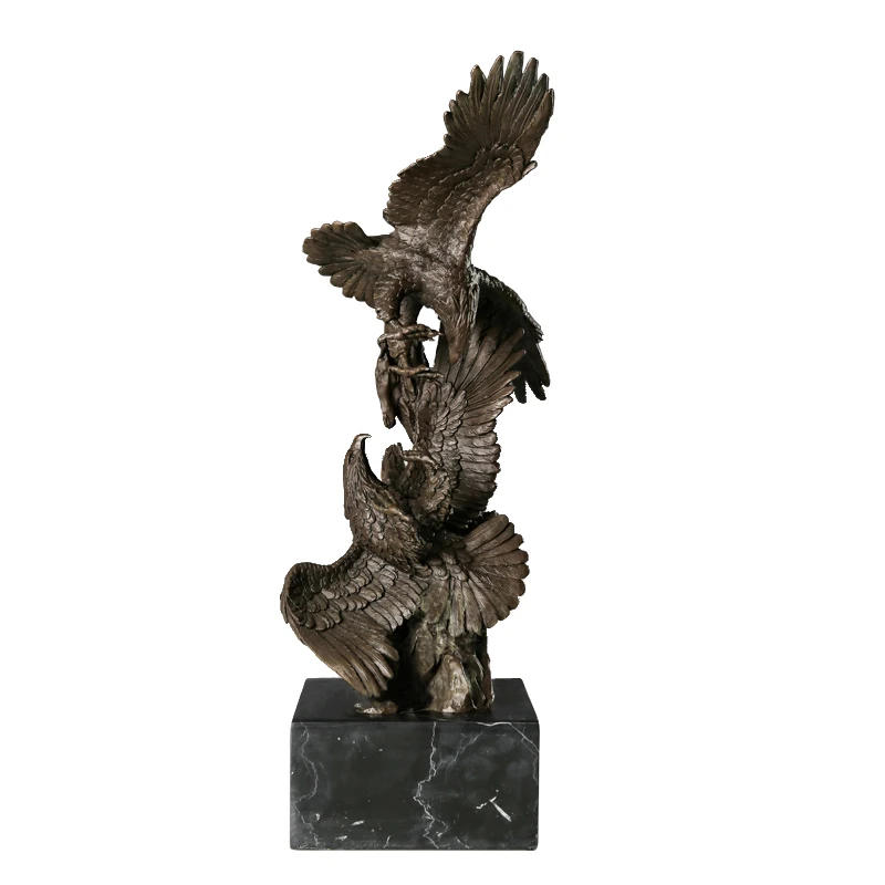 

Spread Wings Bronze Eagle Statue Sculpture Hot Cast Hawk Animal Figurine Modern Art Fine Office Table Living Room Decoration