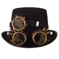 goggles gothic hat men women steampunk punk party cosplay black bowler fedora