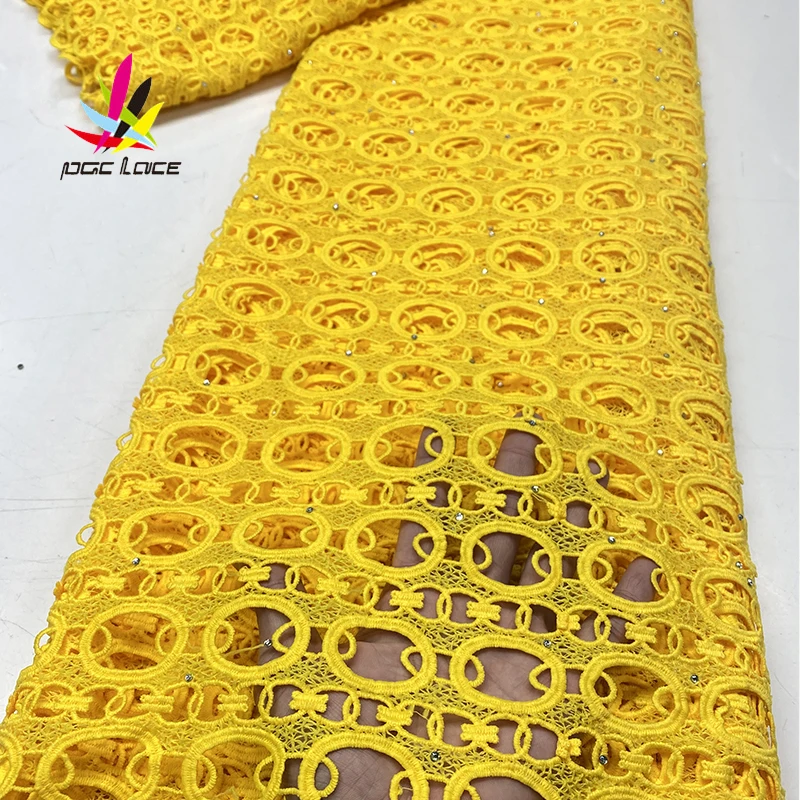 

Cord Tissue Net lace Fabric Emerald Yellow Color 2021 African Mesh Wedding Good Price for Dress