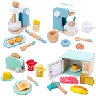 Новые детские деревянные комплекты для ролевых игр, имитация тостов, хлебопечка, кофе-машина, блендер, набор для выпечки, игровой миксер, Кухонные Игрушки для ролевых игр