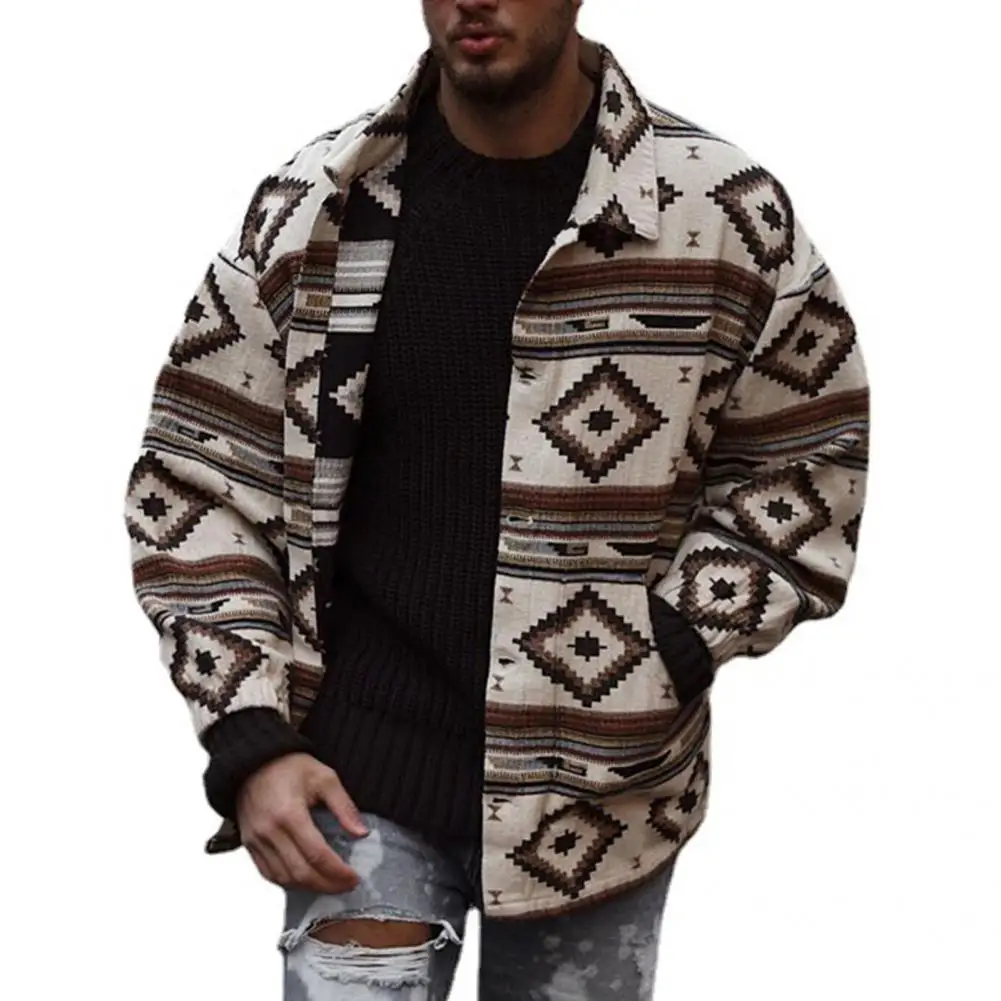 

Stylish Loose Coat Autumn Men Coat Side Pockets Comfortable Vinatge Long Sleeve Loose Coat
