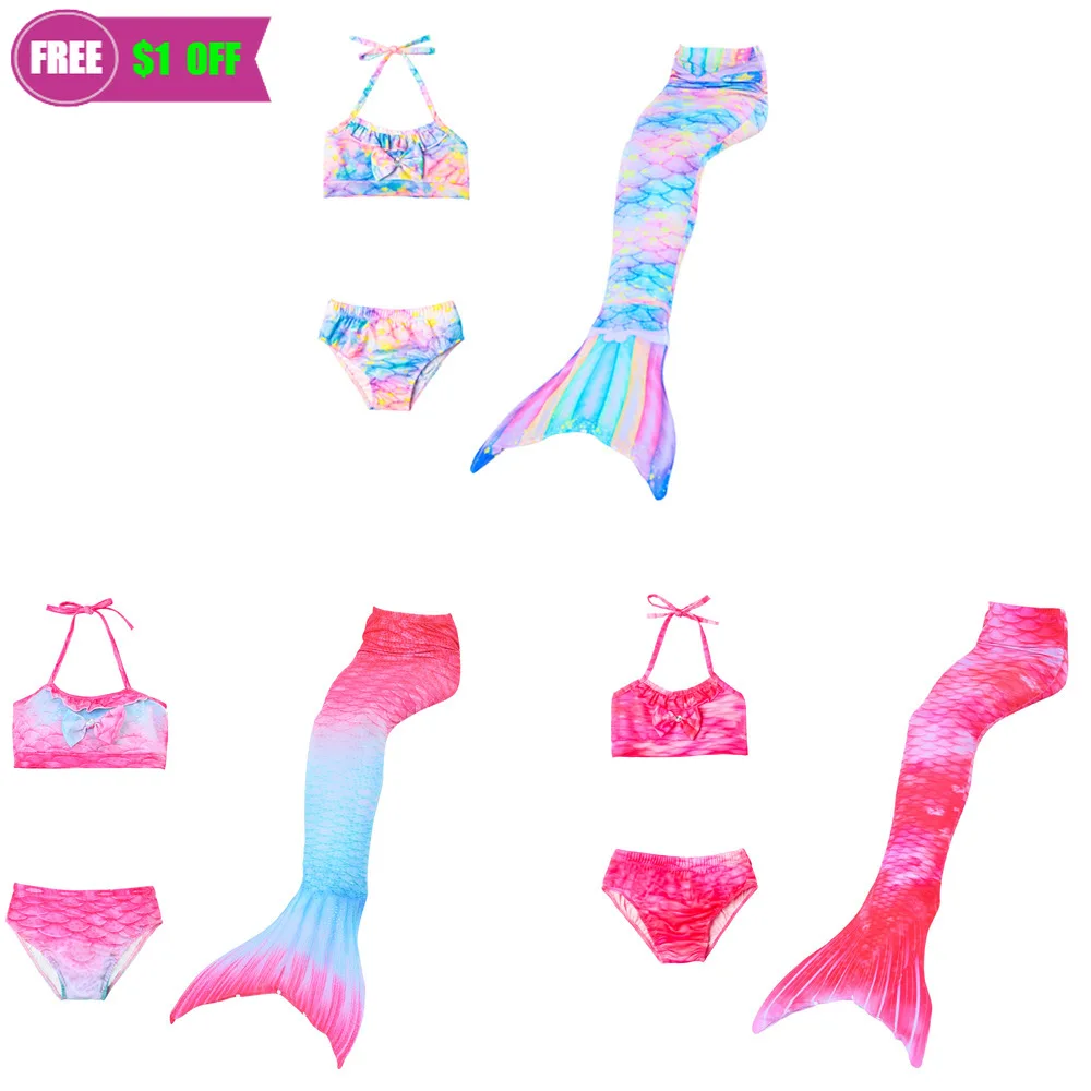 

Girls Mermaid Tails Swimming Dresses Cosplay Costume Beach Clothes Little Children Mermaid Swimsuit for Kids Swimmable Costumes