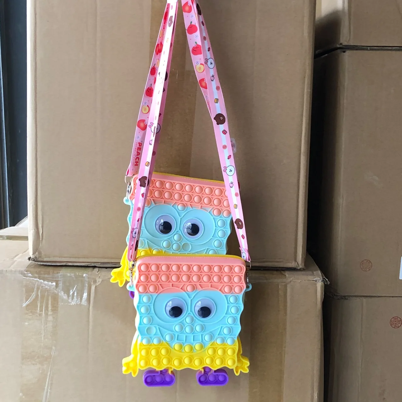 Bolsa de mensajero Simple con hoyuelos para ni&ntilde;os, juguetes Antiestr&eacute;s con burbujas de empuje, llavero, BILLETERA, regalos para ni&ntilde;os, novedad de 2022-3