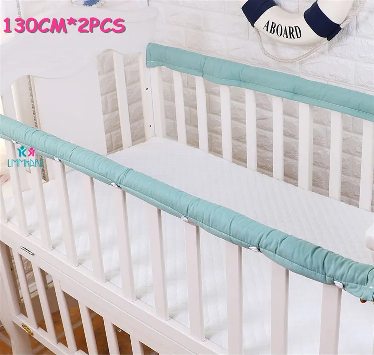 green 130cm Хлопковый плотный бампер для детской кроватки, защитные полосы для кроватки новорожденных, защитные накладки для новорожденных, защитные накладки на рельсы, 2 шт - Цвет: green 130cm