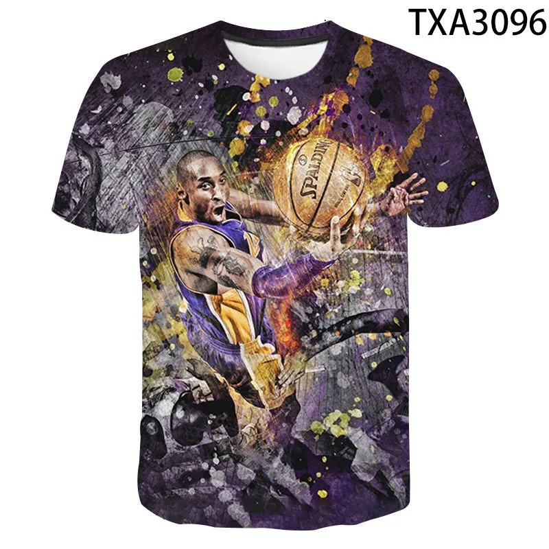 Новые летние 3D футболки с баскетбольной звездой Кобе повседневные мужские и