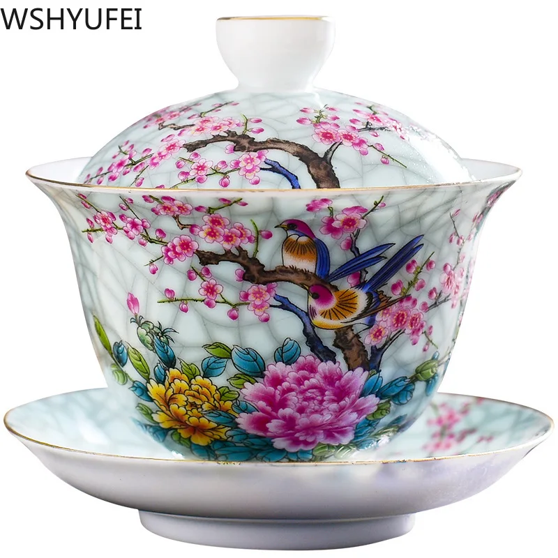 WSHYUFEI Цзиндэчжэнь фарфоровая художественная птица Gaiwan керамическая чаша для чая