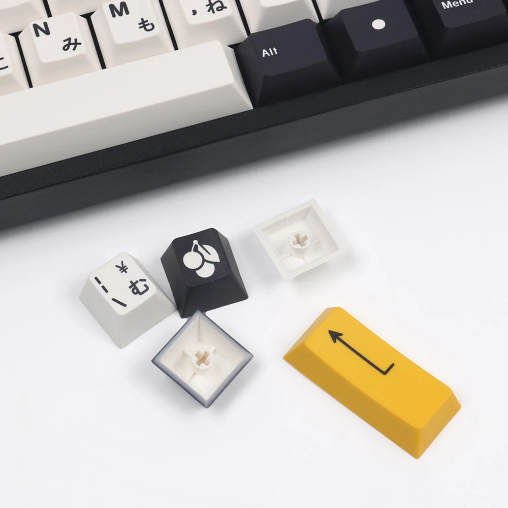 

Sample Black White Color Design Japanese Character Keycaps For Cherry Mx Switch Merchanical Keyboard Cherry Profile PBT Key Caps