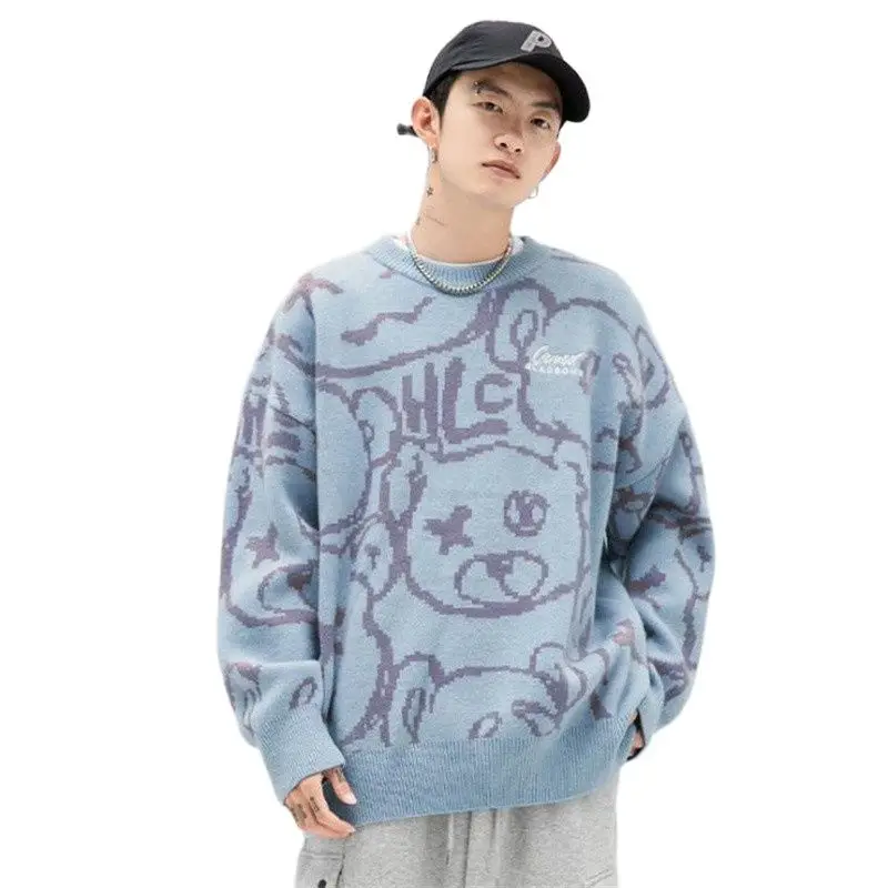 

High Quality Autumn Spring Winter Men Sweater Casual Fashion Loose Leisure Stylish Simple Soft Jacquard Craft Couple Youth Tops