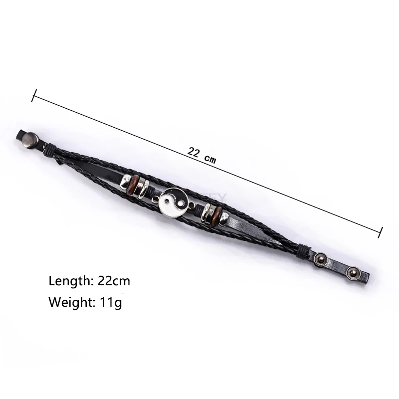 

Fashionable Men's Leather Bracelet Multilayer Metal Hand Woven Bracelet Black Handsome Men's Bracelet Gift