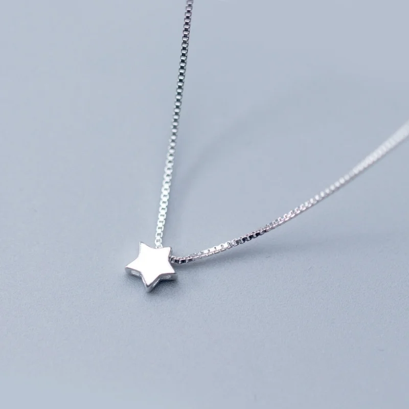 

Минималистичное ожерелье из стерлингового серебра 925 пробы с подвеской в виде геометрической звезды, гладкая металлическая цепочка для жен...
