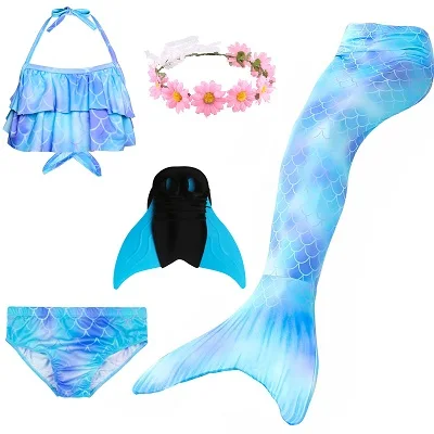 Blue 99 set 2 Детский купальник с хвостом Русалочки с хвостом плавники детский купальный костюм костюмированная игра костюм костюмы на Хэллоуин - Цвет: Blue 99 set 2
