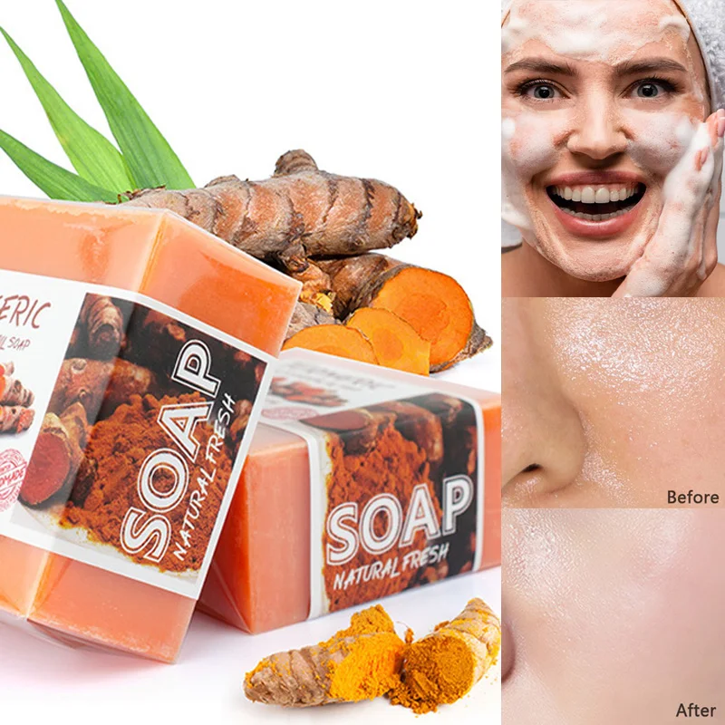 100g Turmeric Essential Oil Handmade Soap Face Moisturizing Whitening Wash Removal Acne Treatment Control Care | Красота и здоровье