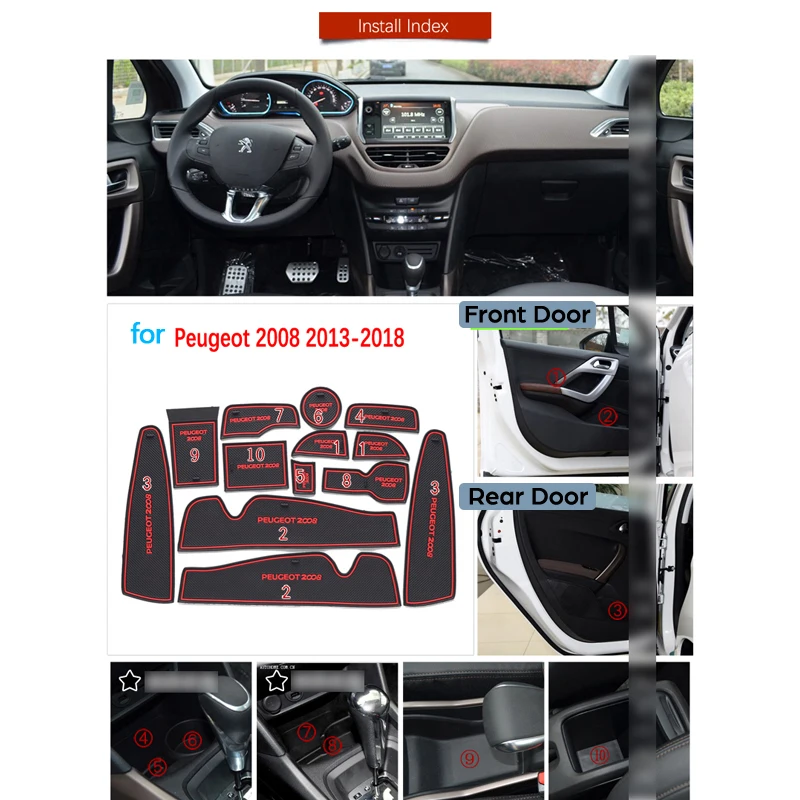 Противоскользящий резиновый подстаканник для Peugeot 2008 2013 ~ 2018 аксессуары