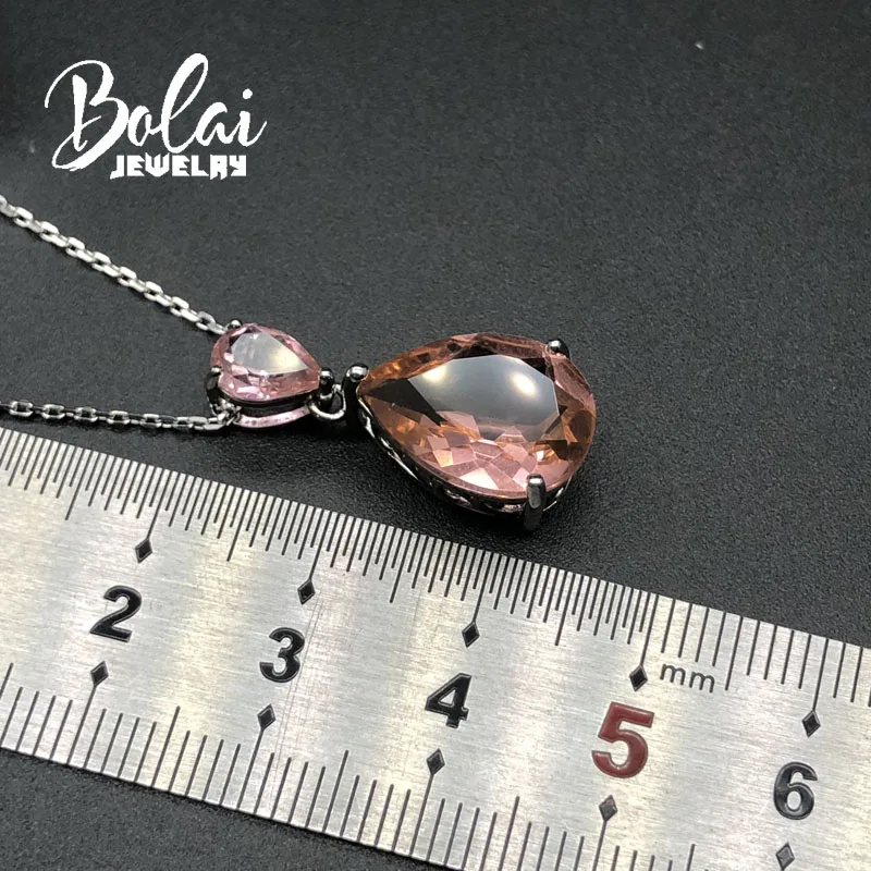 Bolaijewelry, создан Nano кулон из морганита в виде капли 925 стерлингового серебра блестящие ювелирные изделия для девочек хороший подарок на день рождения