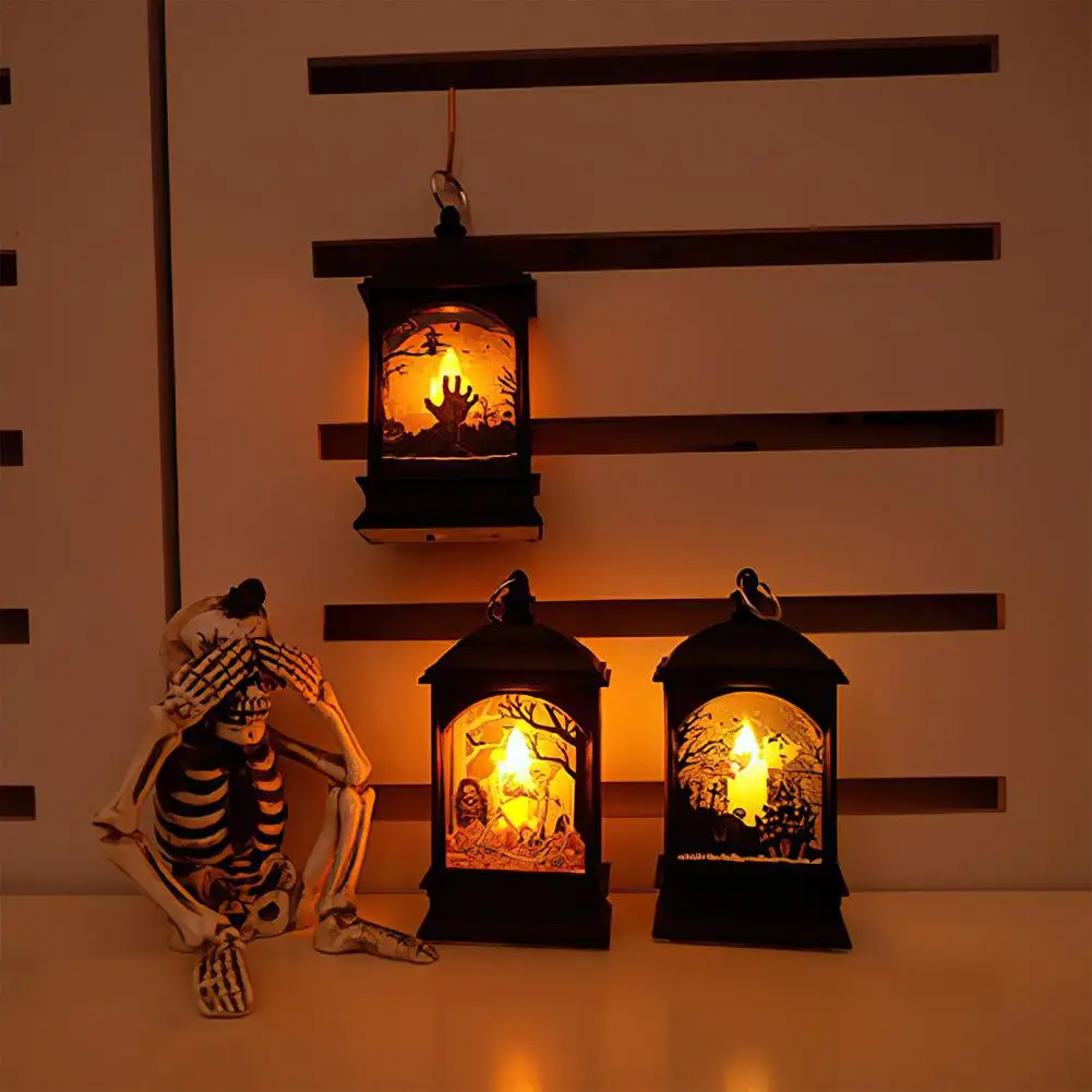 

Halloween Lantern LED Wind Lights Pumpkin Witch Skull Candle Light Halloween Home Party Decoration Prop Night Lamp