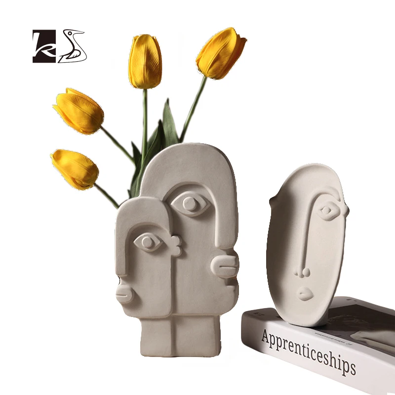 

Nordic INS Creative Ceramic vase Dried Flower Vases Face Flower Vases Living Room Home Decoration Flower Vases Flower Pot
