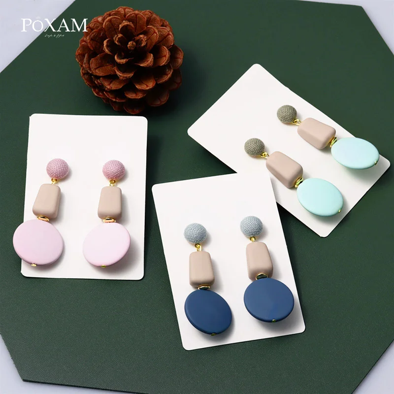 Женские акриловые серьги подвески POXAM большие геометрические квадратной и