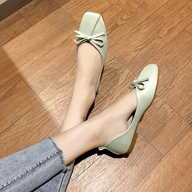 Большие размеры 35–43 весенние женские модные туфли с узлом бабочкой без шнуровки