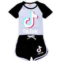 boys girls summer clothing kids girls letter printing short sleeve t shirts shorts tracksuits sets teenager clothes suit 2 16y