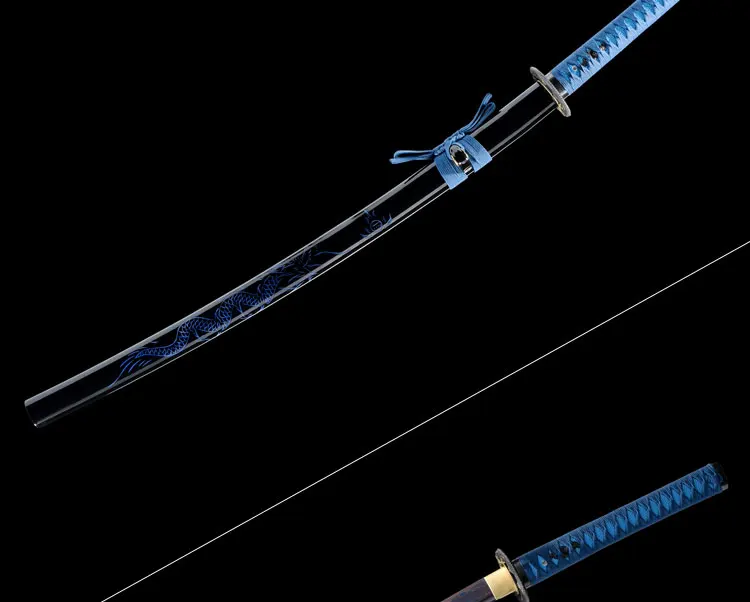 Handmade Carbon steel Japanese Samurai Katana sword full tang sharpened New Folded steel blue Blade Japanese Samurai Katana