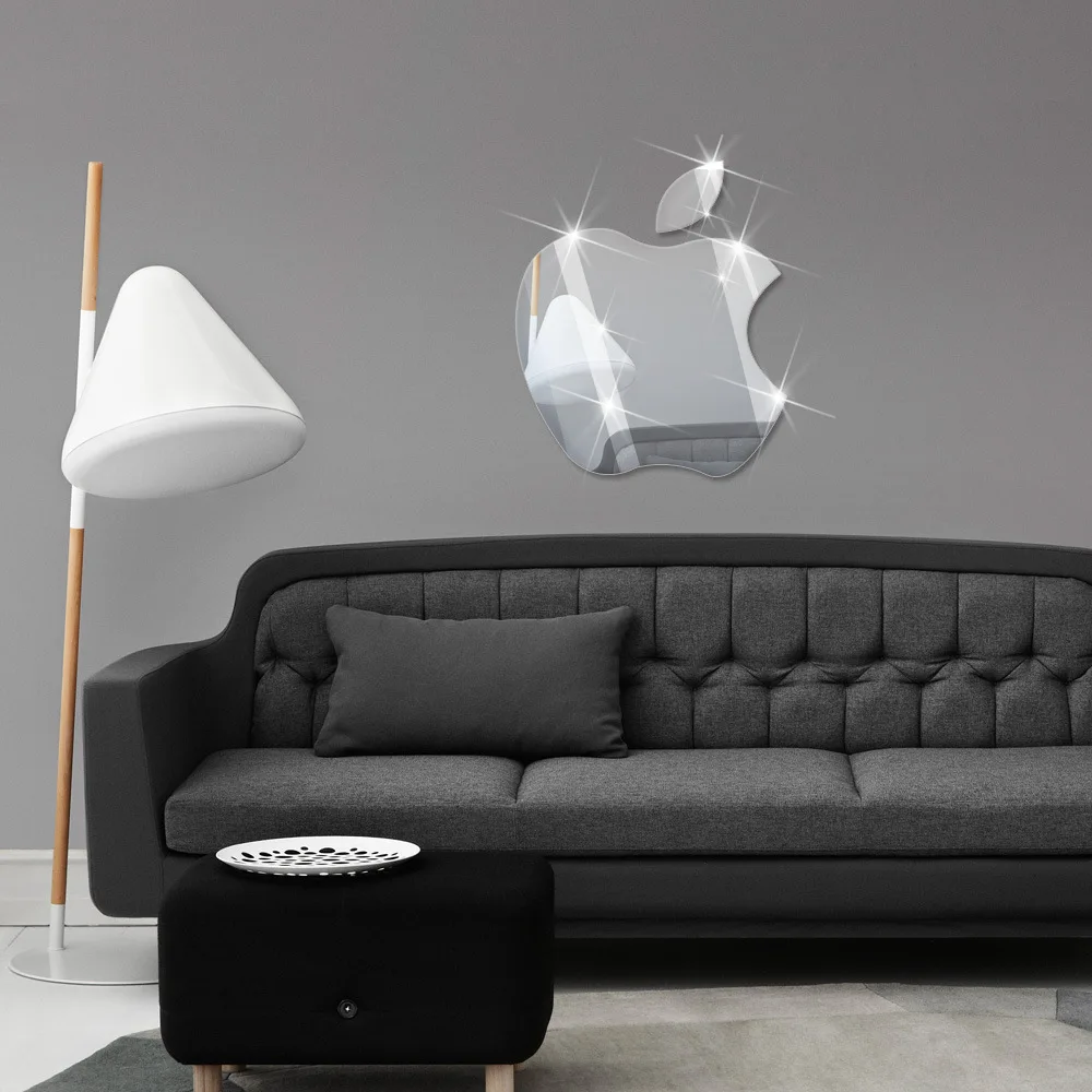 2 шт. Наклейка на стену в виде яблока для ванной комнаты зеркальные наклейки