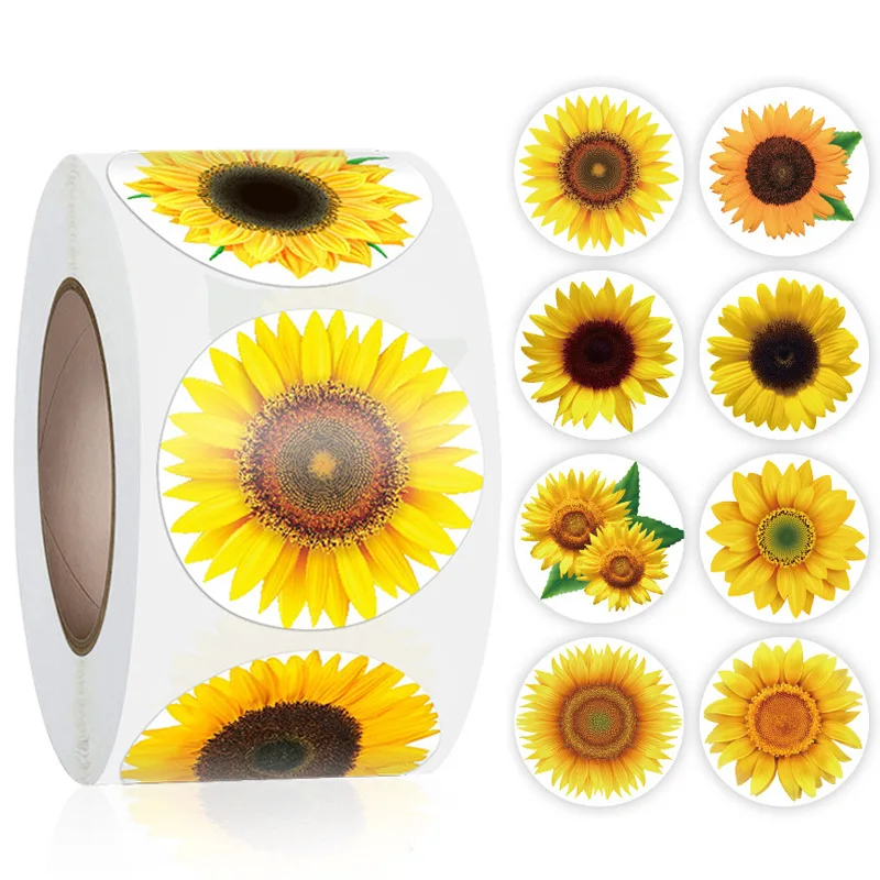 

100-500pcs sunflower stickers round gift cute stickers hand account album decoration custom stickers