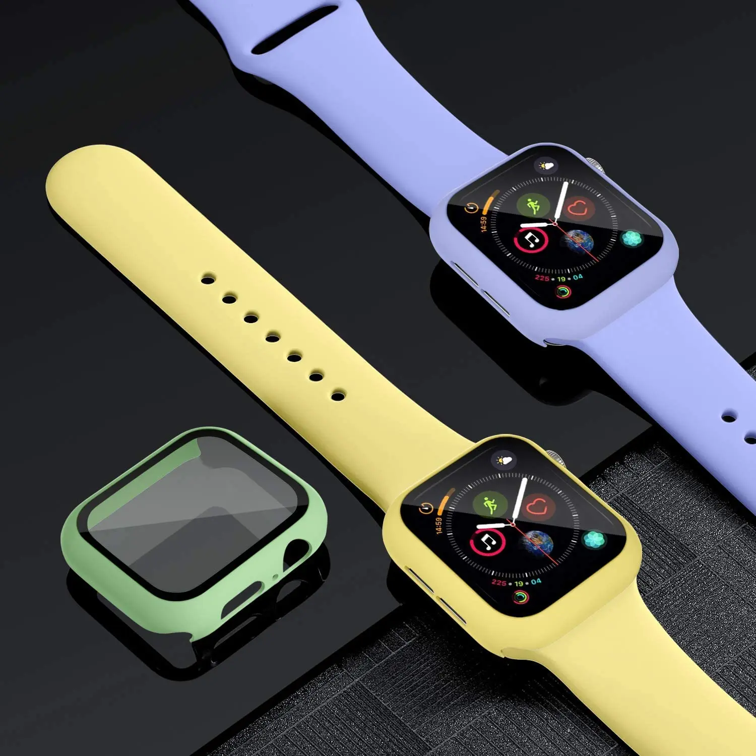 

Glass+Case+Strap For Apple Watch band 44mm 40mm 38mm 42mm 44 mm Silicone smartwatch watchband bracelet iWatch 3 4 5 6 se band