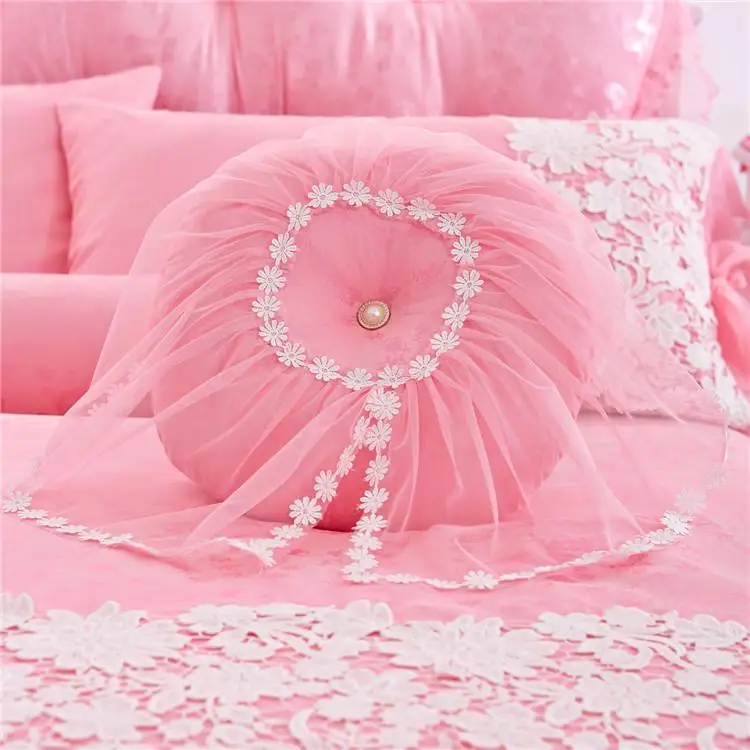 

40Cotton Stain Luxury Lace Korean Bedding Set 4/7Pcs King Queen Twin Size Girl Princess Bed skirt set Duvet Cover Pillow shams