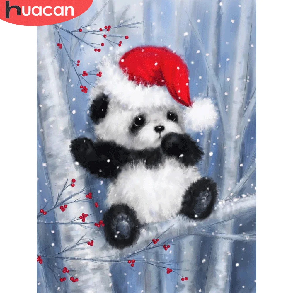 

HUACAN DIY алмазная живопись панда фотография Рождественская шляпа Полный Набор для вышивки украшение для дома