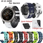 Ремешок силиконовый для Garmin Fenix 6X 6 6S Pro 5X 5 5S Plus 3 3HR, спортивный простой быстросъемный браслет на запястье, 26 20 22 мм