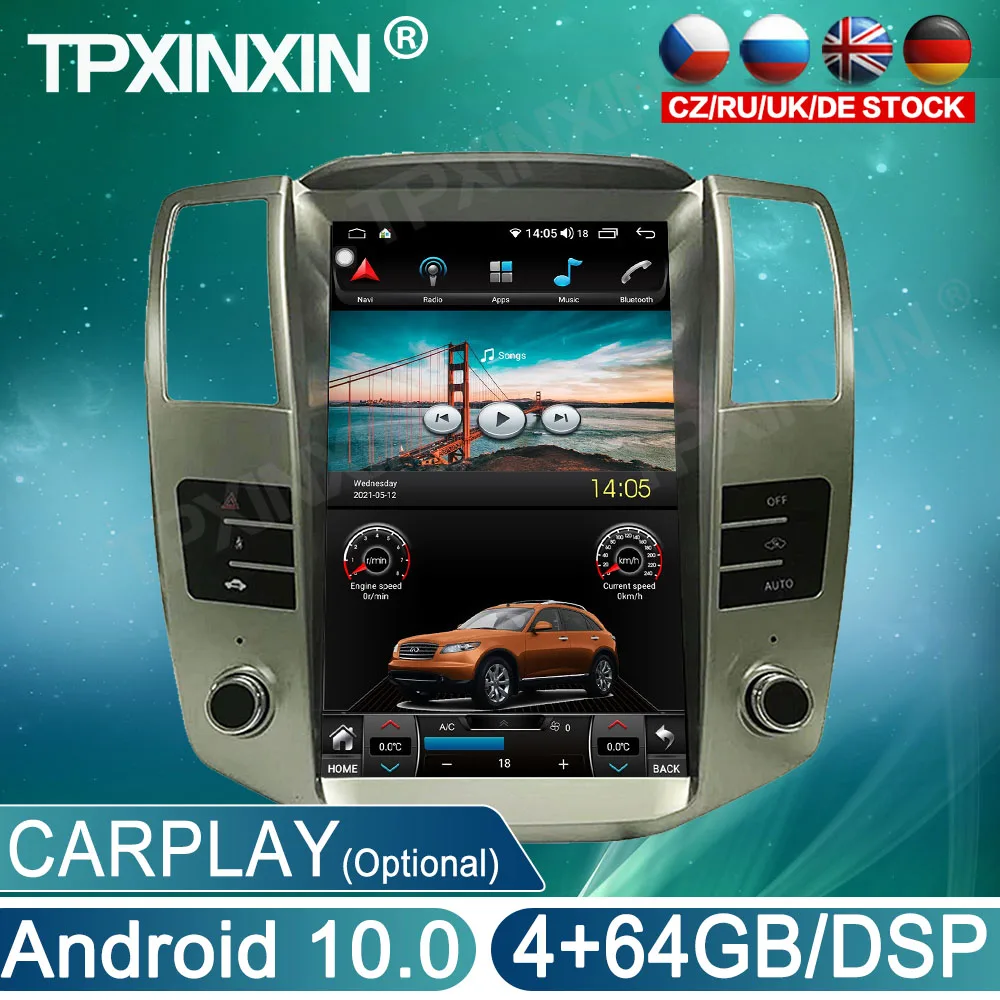 

Wireless Carplay 4G+64G Android 10 For Lexus RX Car Multimedia Player Auto Radio Head Unit Tape Recorder GPS Navigation DSP IPS