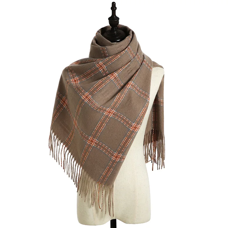 

2020 New Fashion Cashmere Women Plaid Scarf Winter Warm Shawl And Wrap Bandana Pashmina Female Foulard Long Thick Blanket