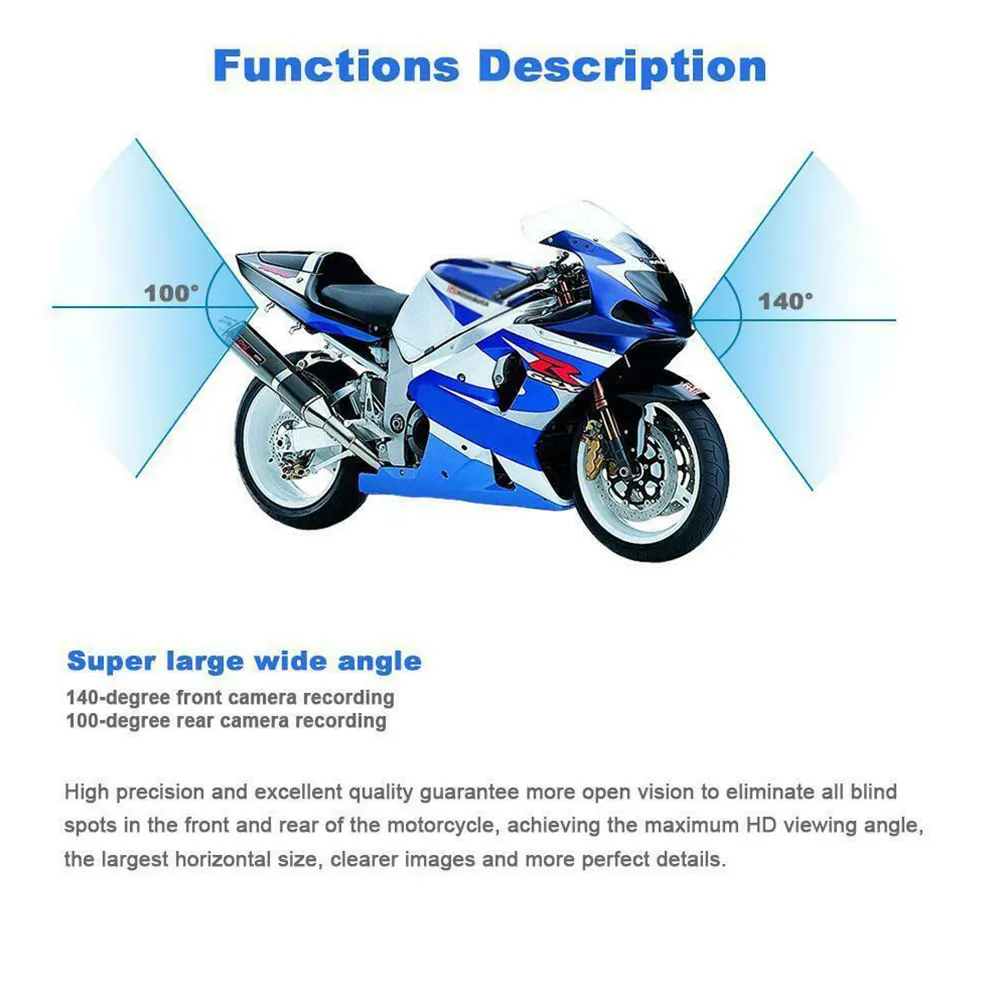 Universal Dash Cam Dual Camera 3Inch HD 1080P Video Recorder Driving 140 Degree Motorbike Recorder| |