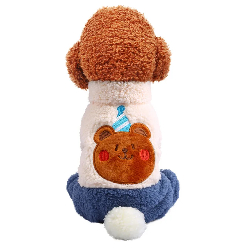 

Pet dog cat autumn and winter new lamb wool birthday four-legged clothes pink rabbit brown bear Teddy Bichon clothes