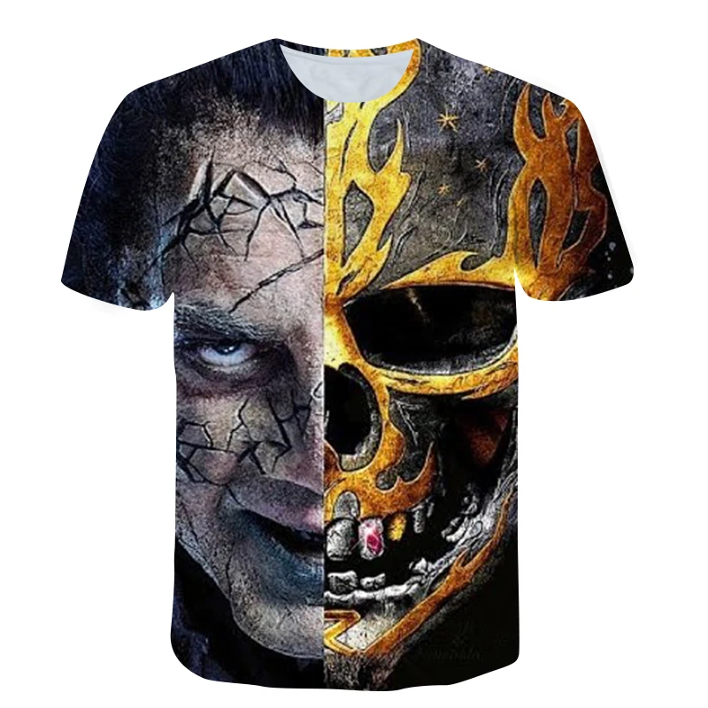 

Horror Skull T-shirt 3D Men Summer Tops Street Fashion Fashion Men's Clothes Oversized Casual Shirts