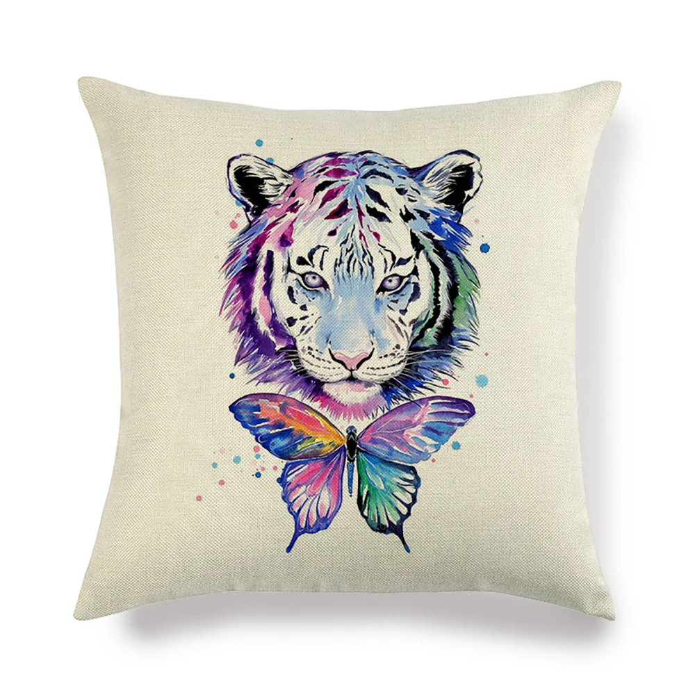 Lychee DIY чехол для подушки с изображением головы животного разноцветный льняной