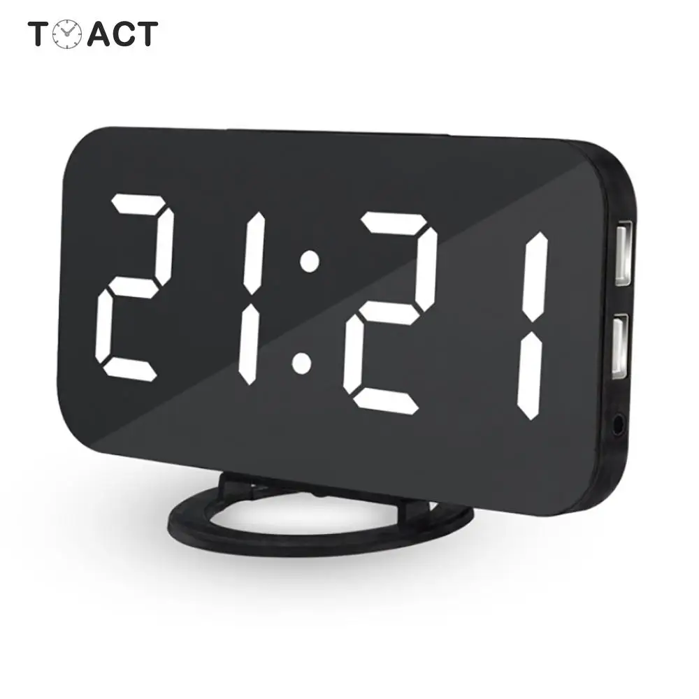 Электронный светодиодный цифровой будильник зеркальные будильники настольный