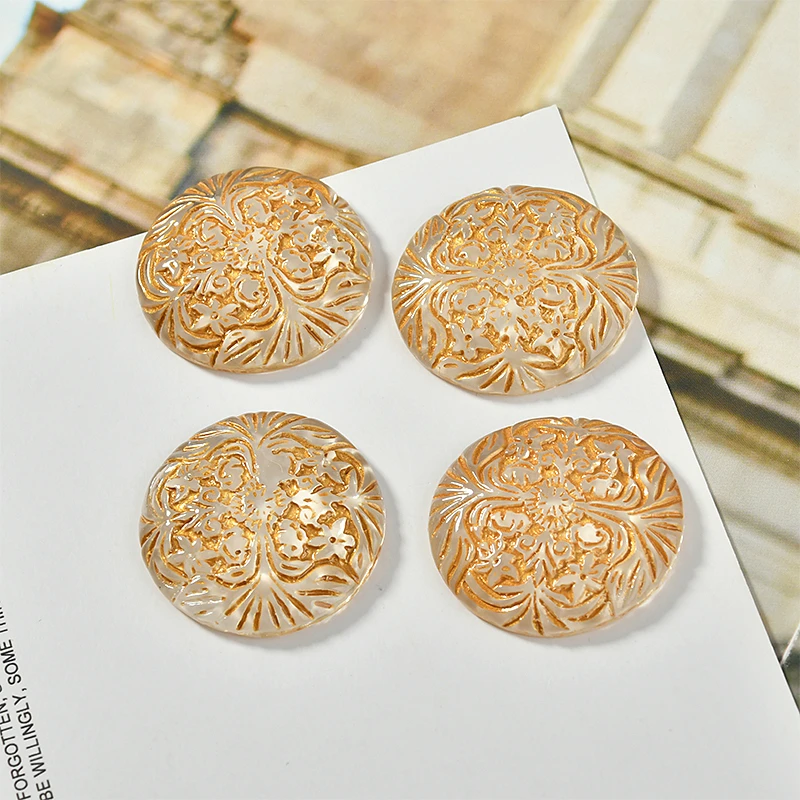 Ретро золотые тисненые с цветочным эффектом прозрачные пластыри из смолы в виде