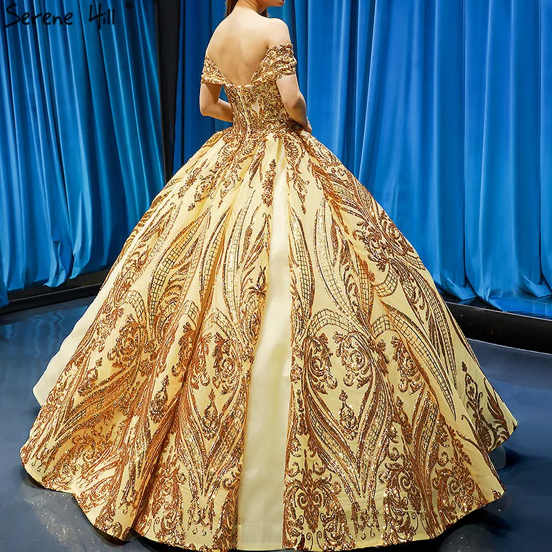 Дубай роскошное Золотое свадебное платье принцессы без рукавов 2021 с открытыми