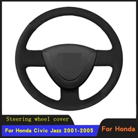 diy car accessories steering wheel cover braid wearable suede leather for honda civic jazz 2001 2002 2003 2004 2005