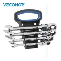 4pcs ratchet key wrench car ratchet spanner wrench tools set flexible head dullfull polished multi tool with rack for repair