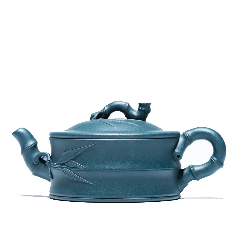 

Yixing purple clay pot raw ore green mud bamboo section pot Cao Zhigang handmade teapot and tea set